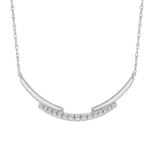 LADIES NECKLACE 0.25CT ROUND DIAMOND 14K WHITE GOLD