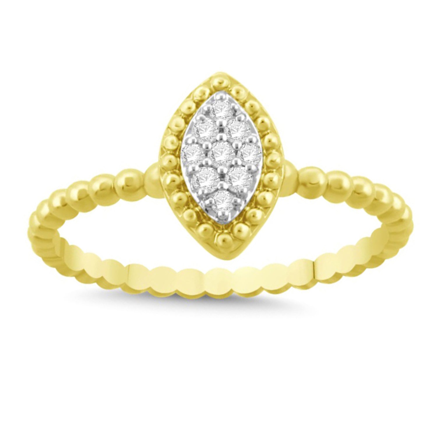 Elegant 10K Yellow Gold 0.10CT Round Diamond Halo Ring For Women