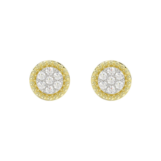 LADIES EARRINGS 0.20CT ROUND DIAMOND 14K YELLOW GOLD
