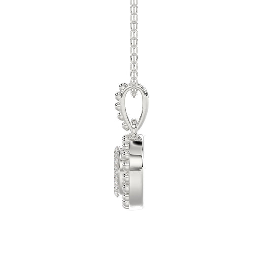 LADIES PENDANT WITH CHAIN 0.10CT ROUND DIAMOND 14K WHITE GOLD