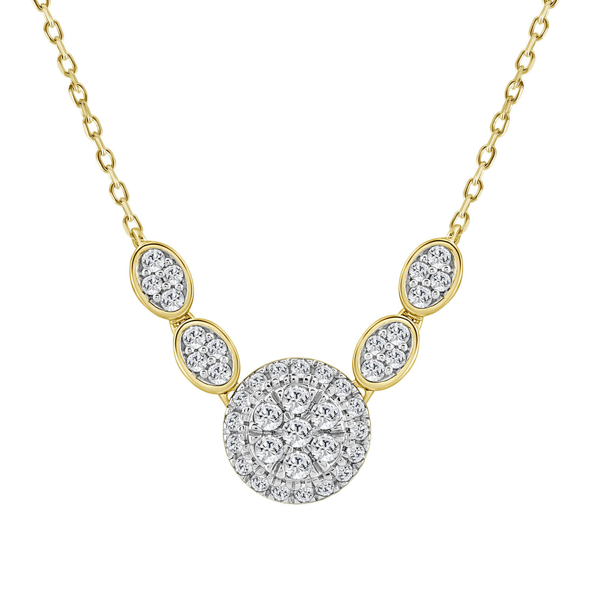 LADIES NECKLACE 0.50CT ROUND DIAMOND 14K YELLOW GOLD