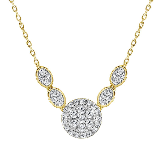 LADIES NECKLACE 0.50CT ROUND DIAMOND 14K YELLOW GOLD