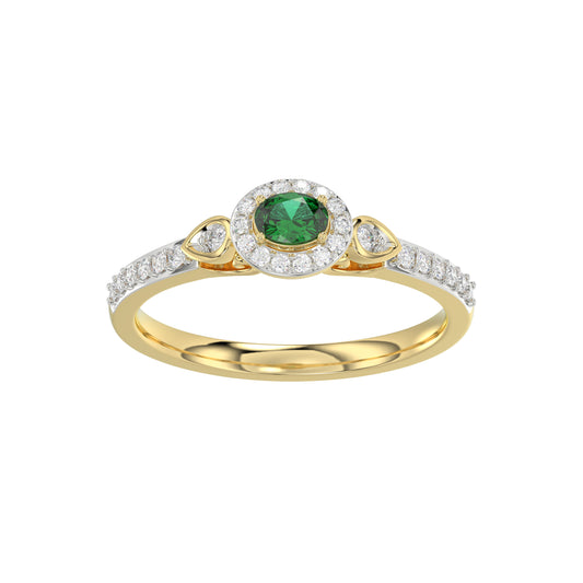 0.33ct Round/Oval Emerald diamond 14k Ladies Fashion Ring  0.15CT Center stone Oval Emerald Diamond)