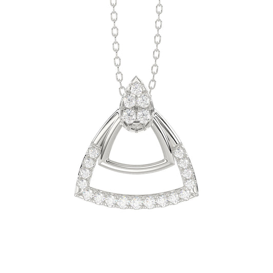 LADIES PENDANT WITH CHAIN 0.13CT ROUND DIAMOND 14K WHITE GOLD