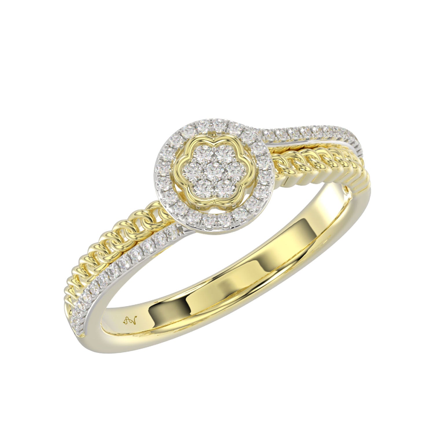 LADIES RING 0.16CT ROUND DIAMOND 10K YELLOW GOLD