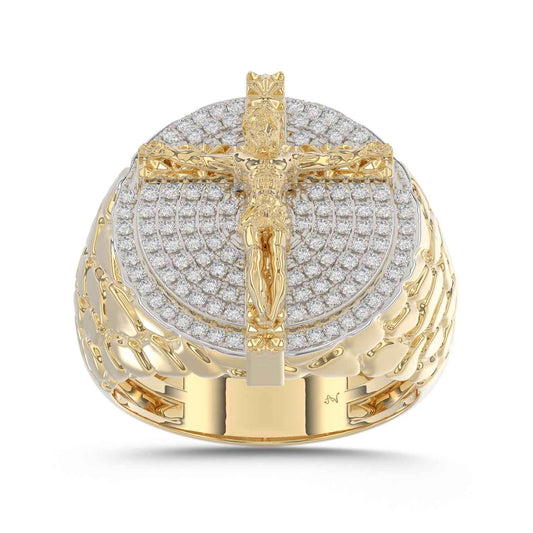 MEN'S RING 0.50CT ROUND DIAMOND 10K YELLOW GOLD