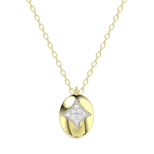 LADIES NECKLACE 0.10CT ROUND DIAMOND 10K YELLOW GOLD