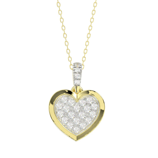 LADIES PENDANT WITH CHAIN 0.15CT ROUND DIAMOND 10K YELLOW GOLD