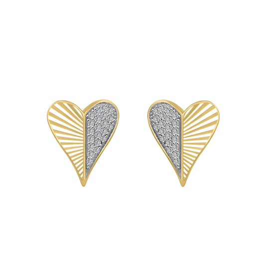 LADIES EARRINGS 0.13CT ROUND DIAMOND 10K YELLOW GOLD