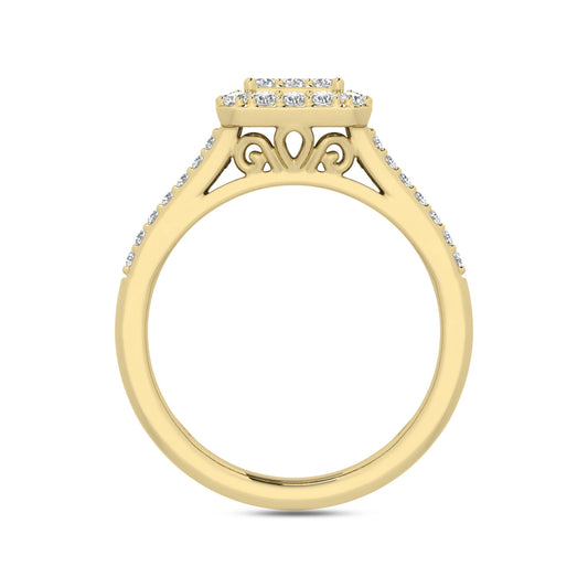 LADIES RING 1.00CT ROUND/BAGUETTE DIAMOND 10K YELLOW GOLD