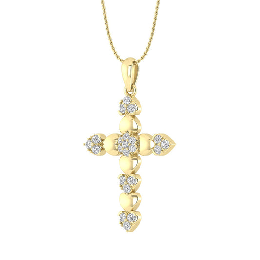 LADIES PENDANT WITH CHAIN 0.25CT ROUND DIAMOND 10K YELLOW GOLD