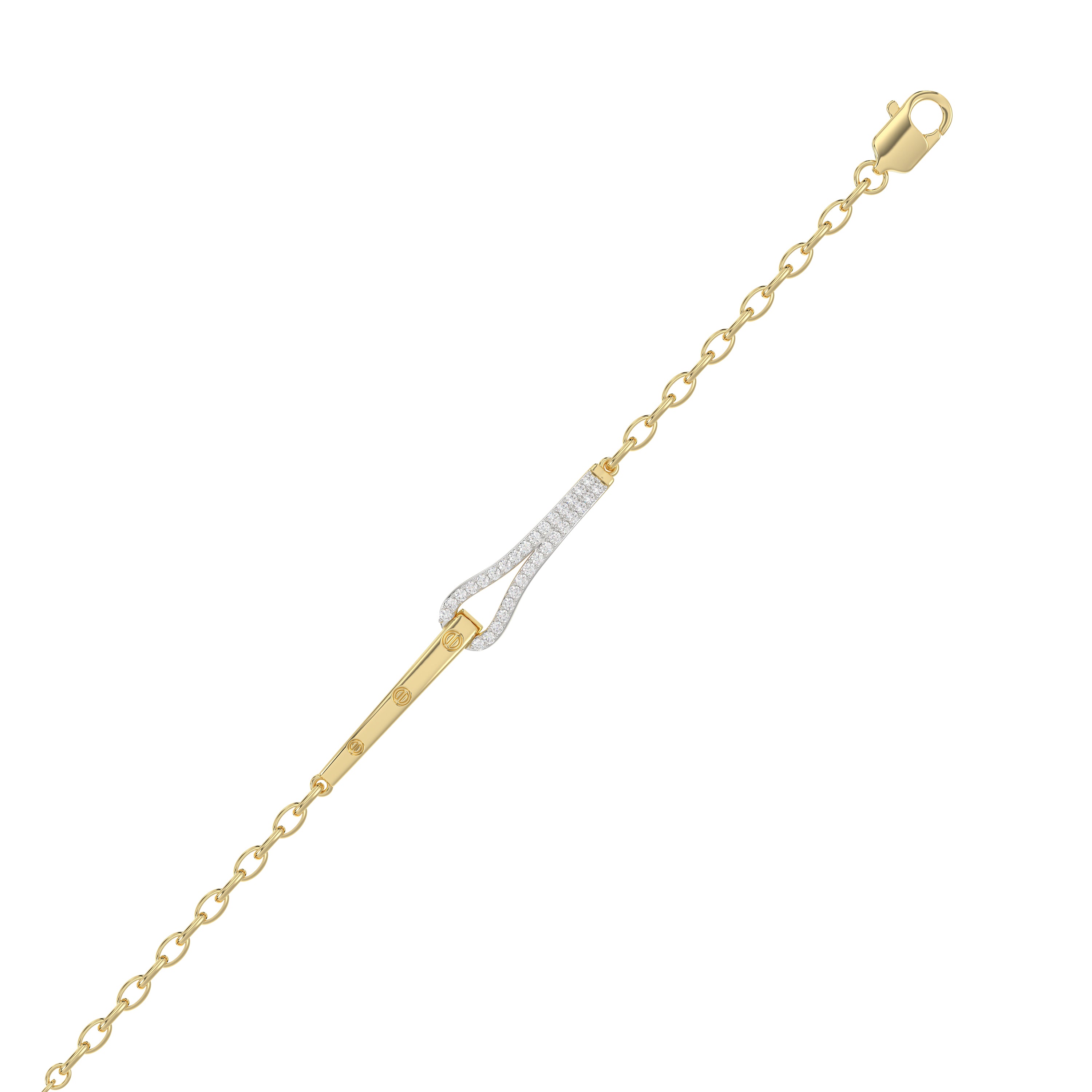 Stylish 10K Yellow Gold Diamond Bangle For Women With Sparkling 0.33 Ct Round Diamonds. A Modern And Elegant Fine Jewelry