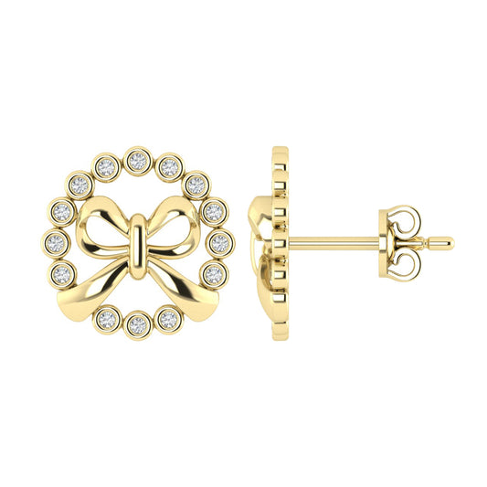 LADIES EARRINGS 0.25CT ROUND DIAMOND 10K YELLOW GOLD