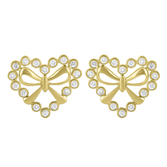 LADIES EARRINGS 0.25CT ROUND DIAMOND 10K YELLOW GOLD