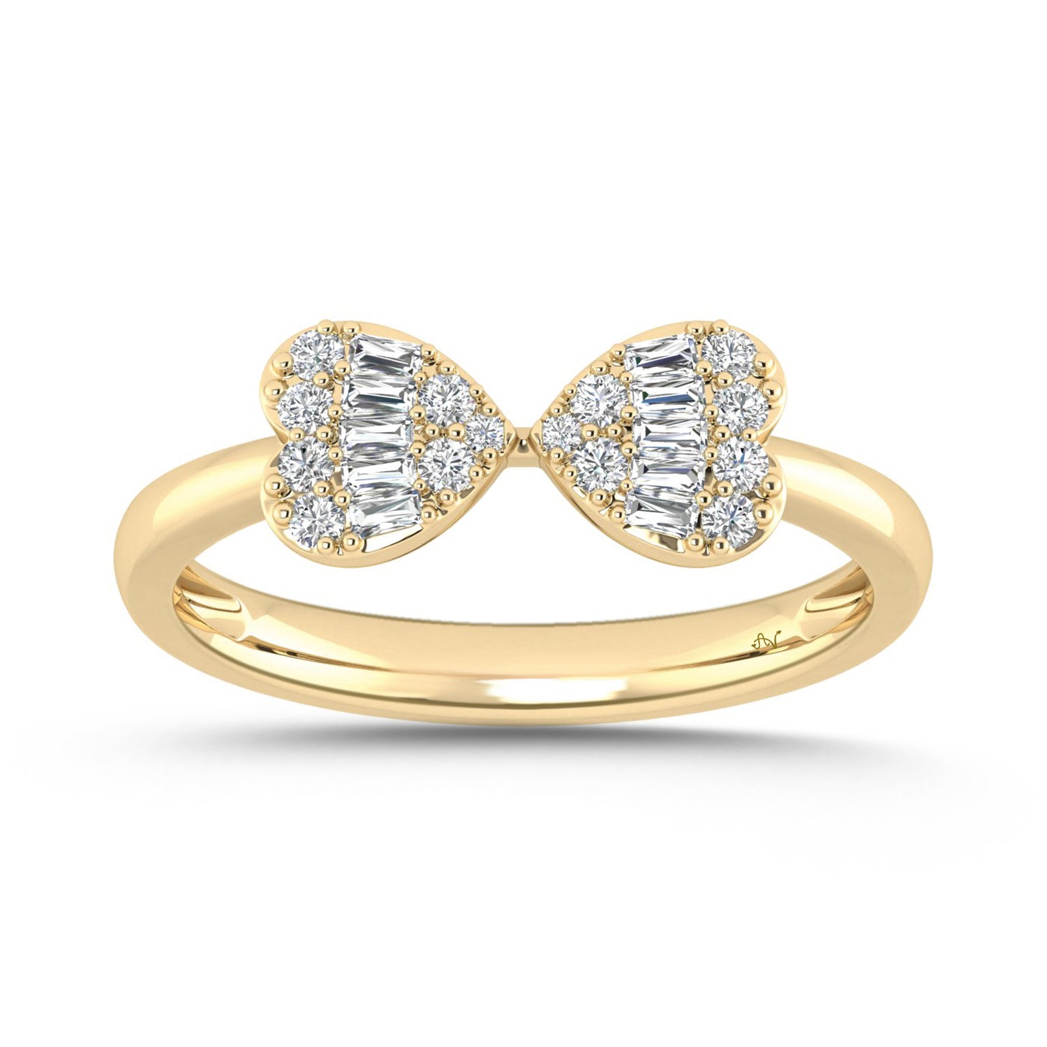 LADIES RING 0.25CT ROUND/BAGUETTE DIAMOND 14K YELLOW GOLD