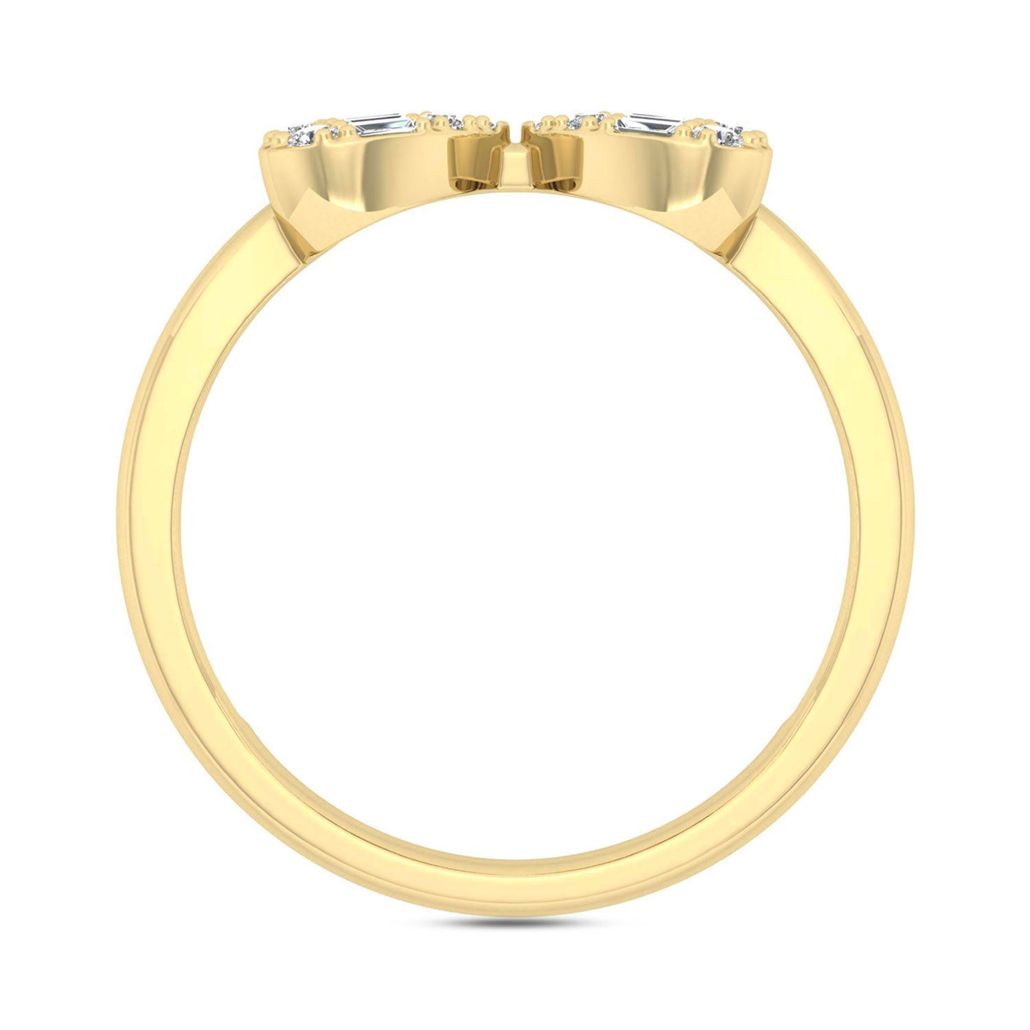 LADIES RING 0.25CT ROUND/BAGUETTE DIAMOND 14K YELLOW GOLD