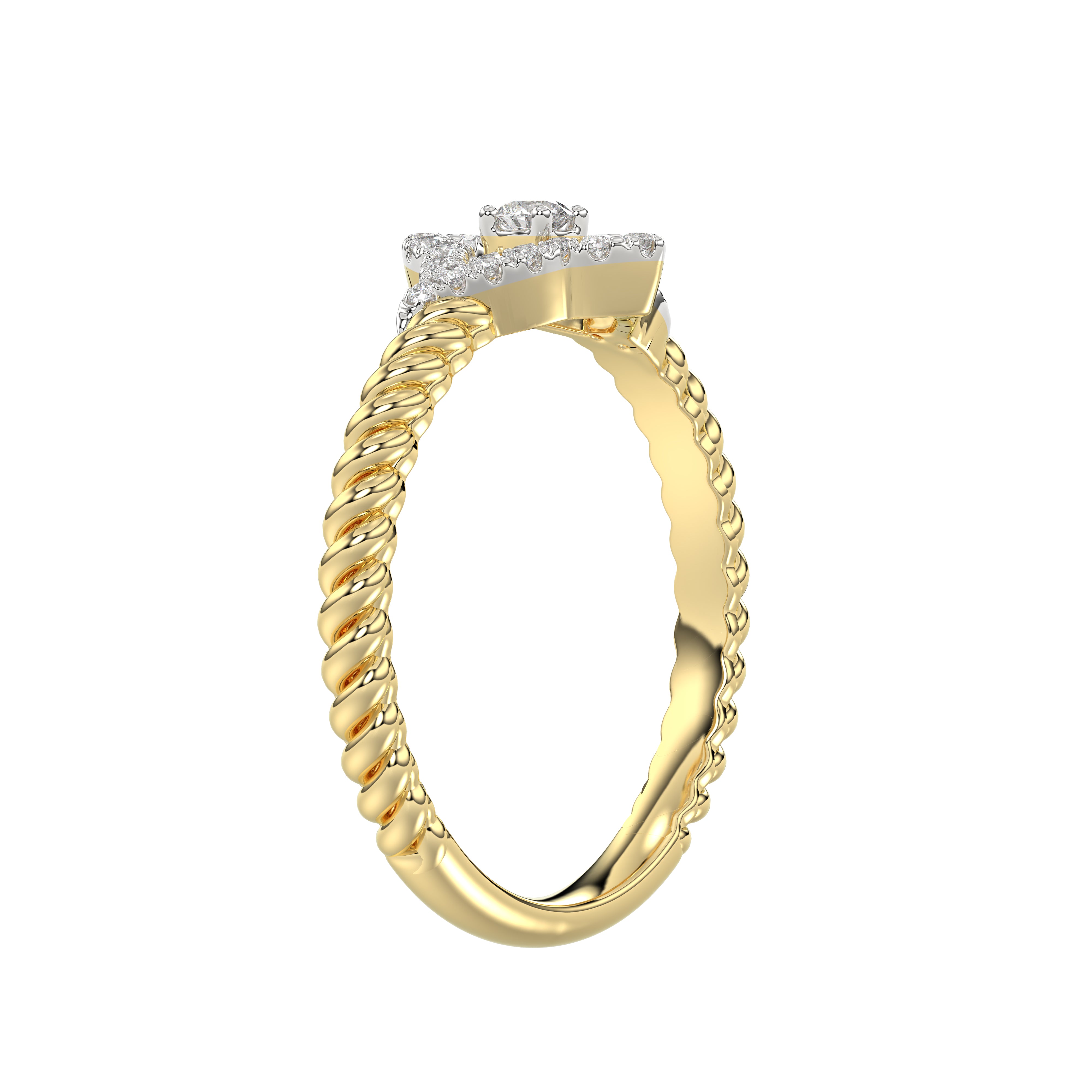 10K Yellow Gold Ladies Diamond Ring Featuring 0.15 Ct Round Diamonds. Stylish Fine Jewelry Piece Perfect For Daily Wear And Gifting.