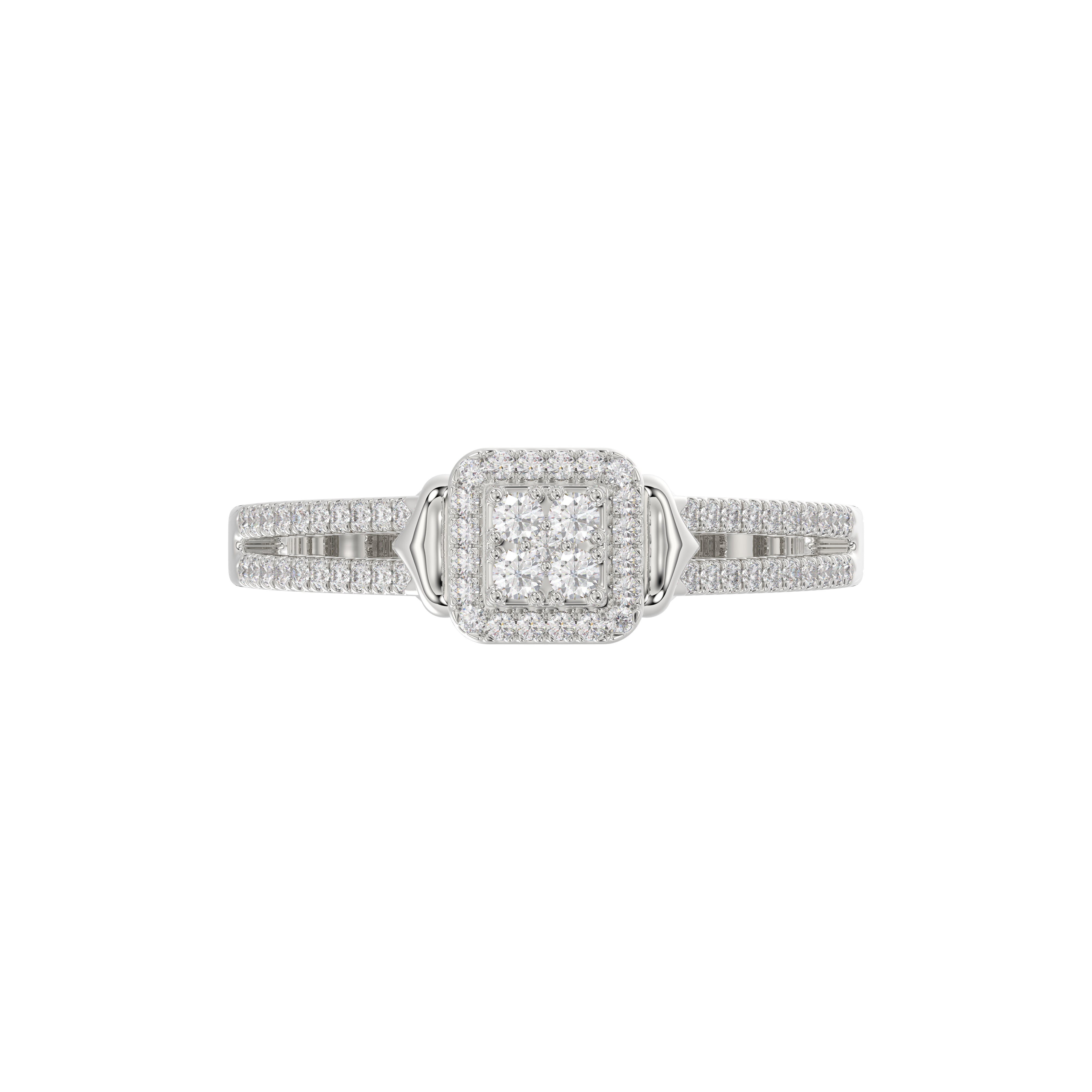 Ladies 0.20Ct Round Diamond Sterling Silver White Engagement Ring � Elegant Promise Ring For Women