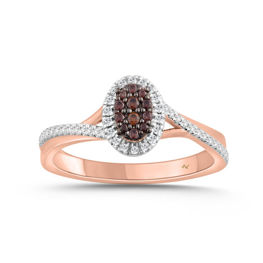 LADIES RING 0.25CT ROUND/DARK BROWN DIAMOND 10K ROSE GOLD
