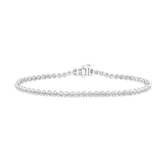 LADIES BRACELET 2.00CT ROUND DIAMOND 14K WHITE GOLD