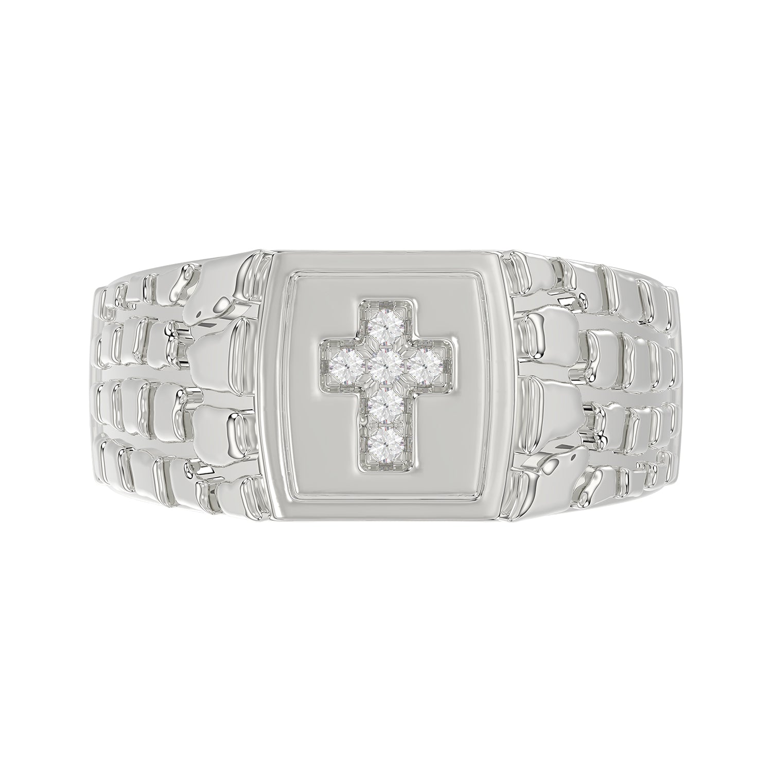 �Elegant Men�S Fashion Ring 0.10Ct Round Diamond Sterling Silver White Luxury Statement Jewelry For Men