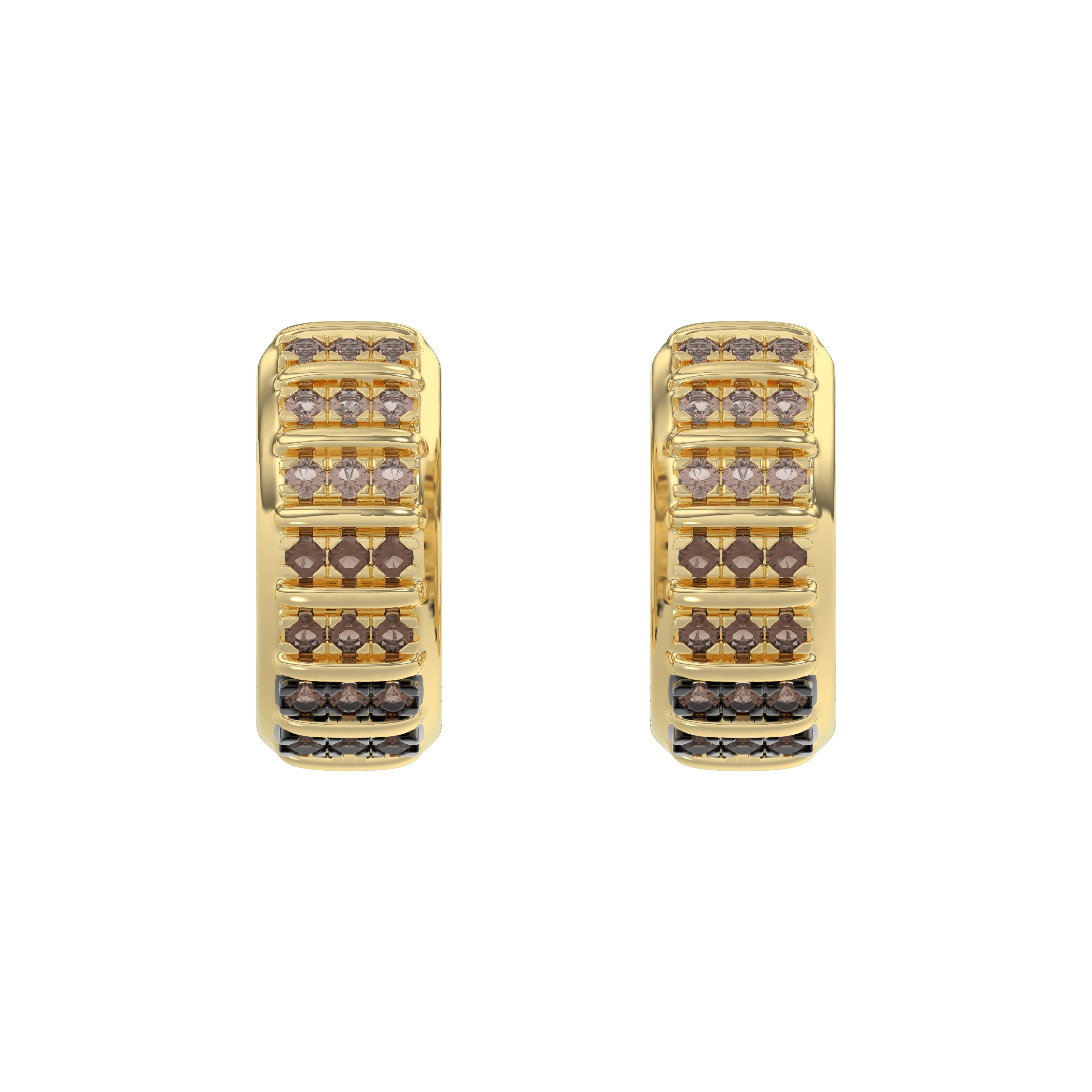 LADIES HOOPS EARRING 0.50CT ROUND/ROUND DARK BROWN DIAMOND 10K YELLOW GOLD