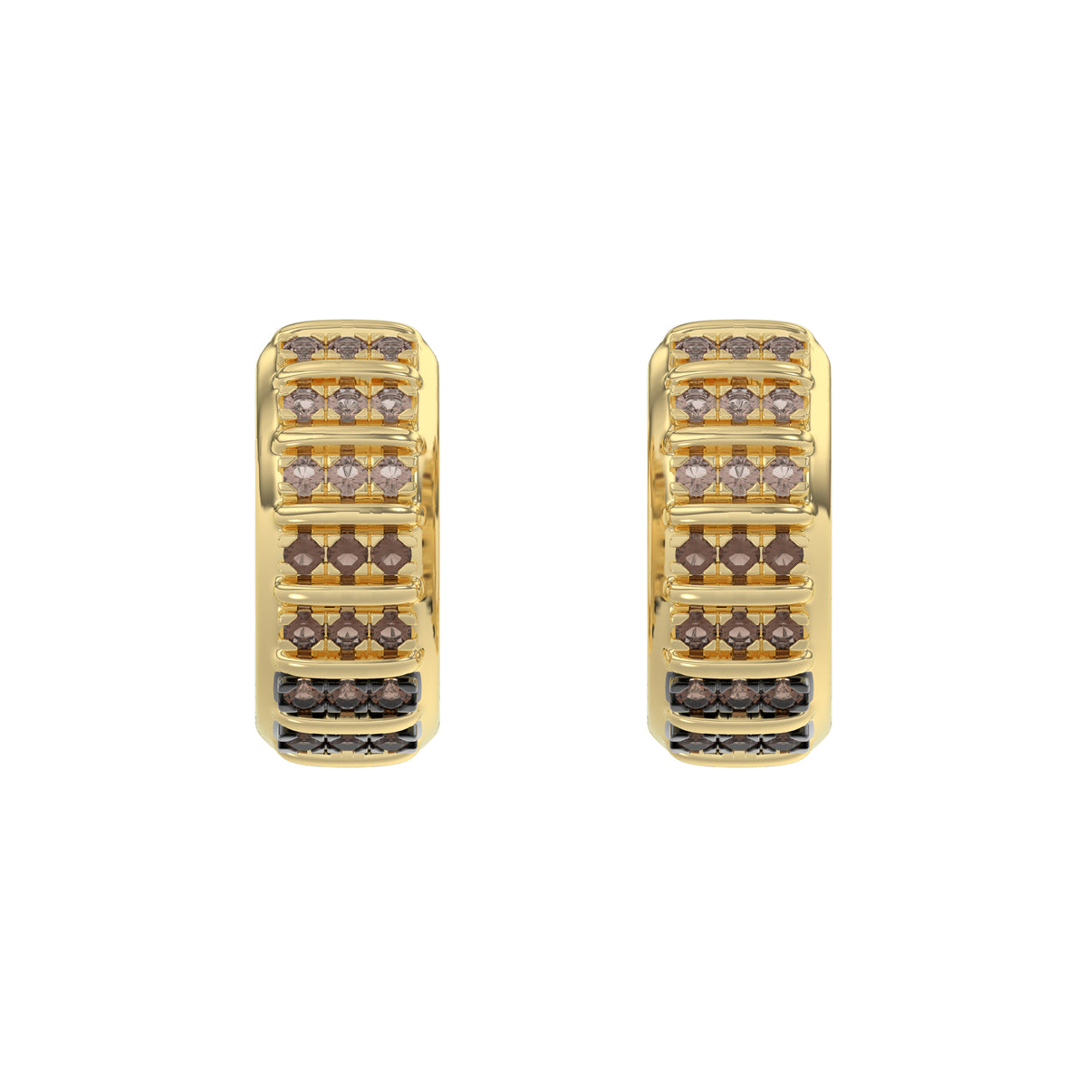 LADIES HOOPS EARRING 0.50CT ROUND/ROUND DARK BROWN DIAMOND 10K YELLOW GOLD