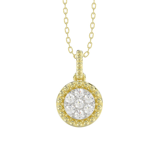 LADIES PENDANT WITH CHAIN 0.10CT ROUND DIAMOND 10K YELLOW GOLD