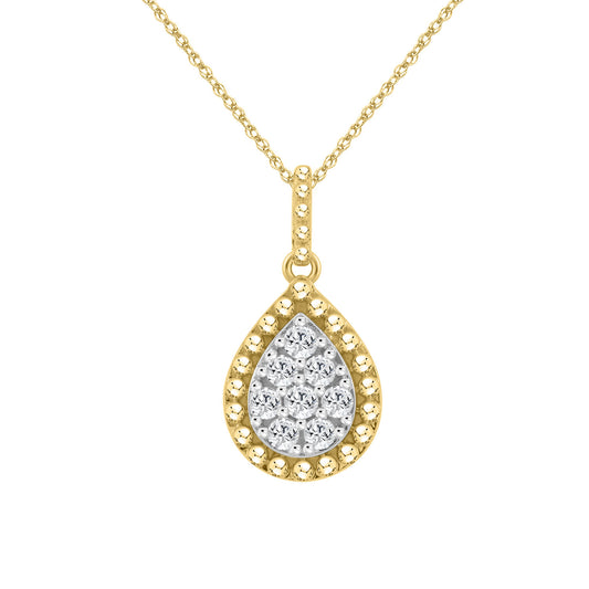 LADIES PENDANT WITH CHAIN 0.10CT ROUND DIAMOND 10K YELLOW GOLD