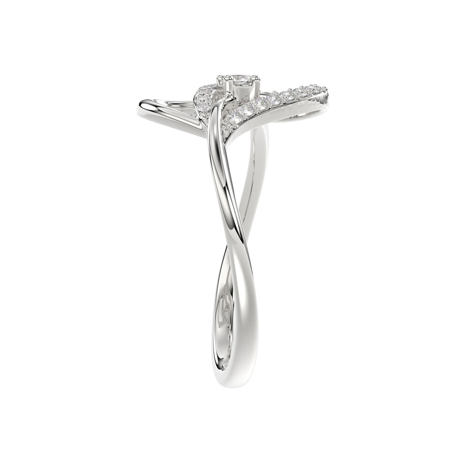 Ladies Elysian Heart Ring 0.15Ct Round Diamond Sterling Silver White � Romantic Fine Jewelry For Women