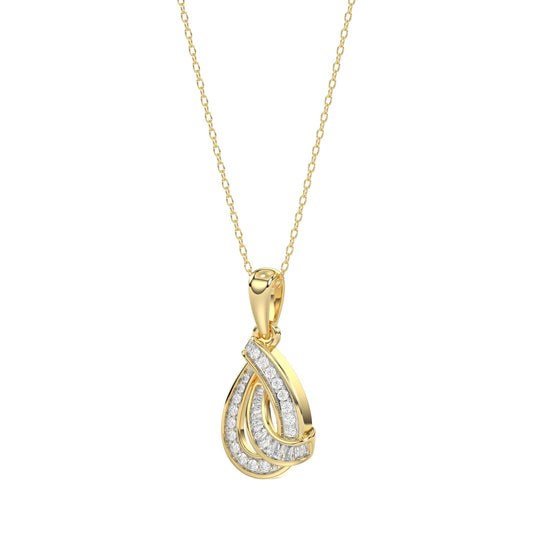 LADIES PENDANT 0.15CT ROUND/BAGUETTE DIAMOND 10K YELLOW GOLD