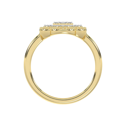 LADIES RING 0.25CT ROUND/BAGUETTE DIAMOND 10K YELLOW GOLD