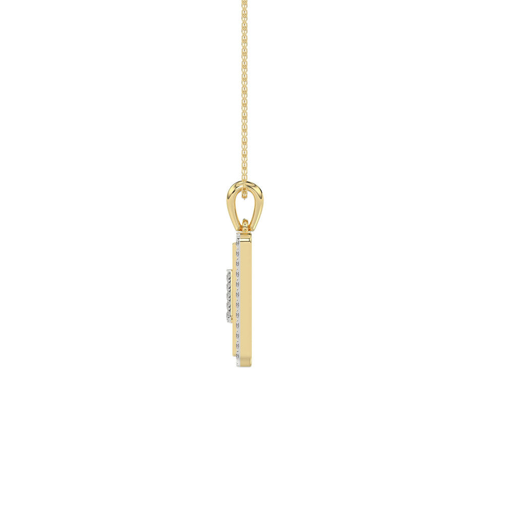 10K Yellow Gold letter 'H' Fashion Pendant With Chain - 0.20 CT Round Diamond Ladies Jewelry Gift