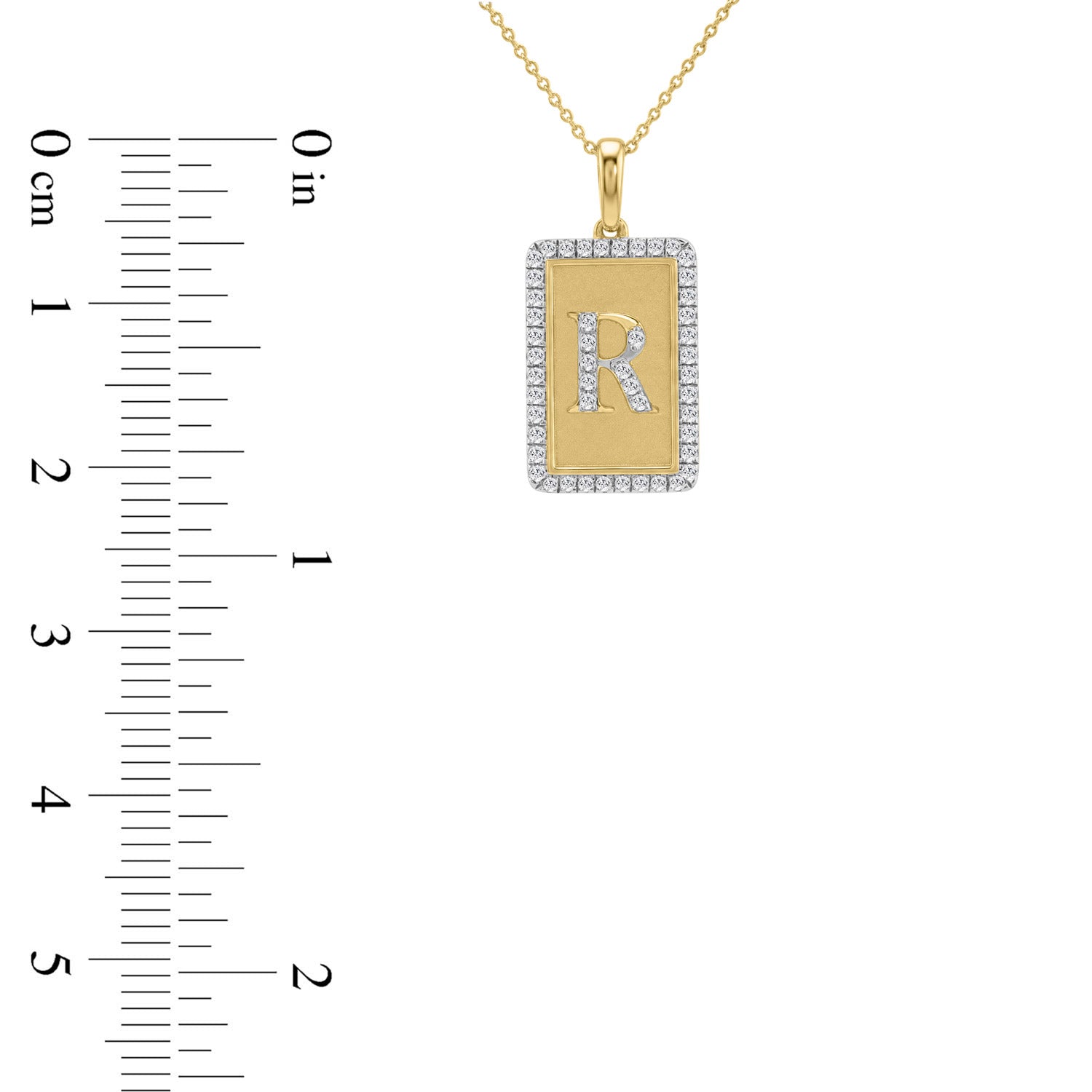 Elegant Ladies 0.20Ct Round Diamond �R Alphabet Fashion Pendant With Chain � 10K Yellow Gold