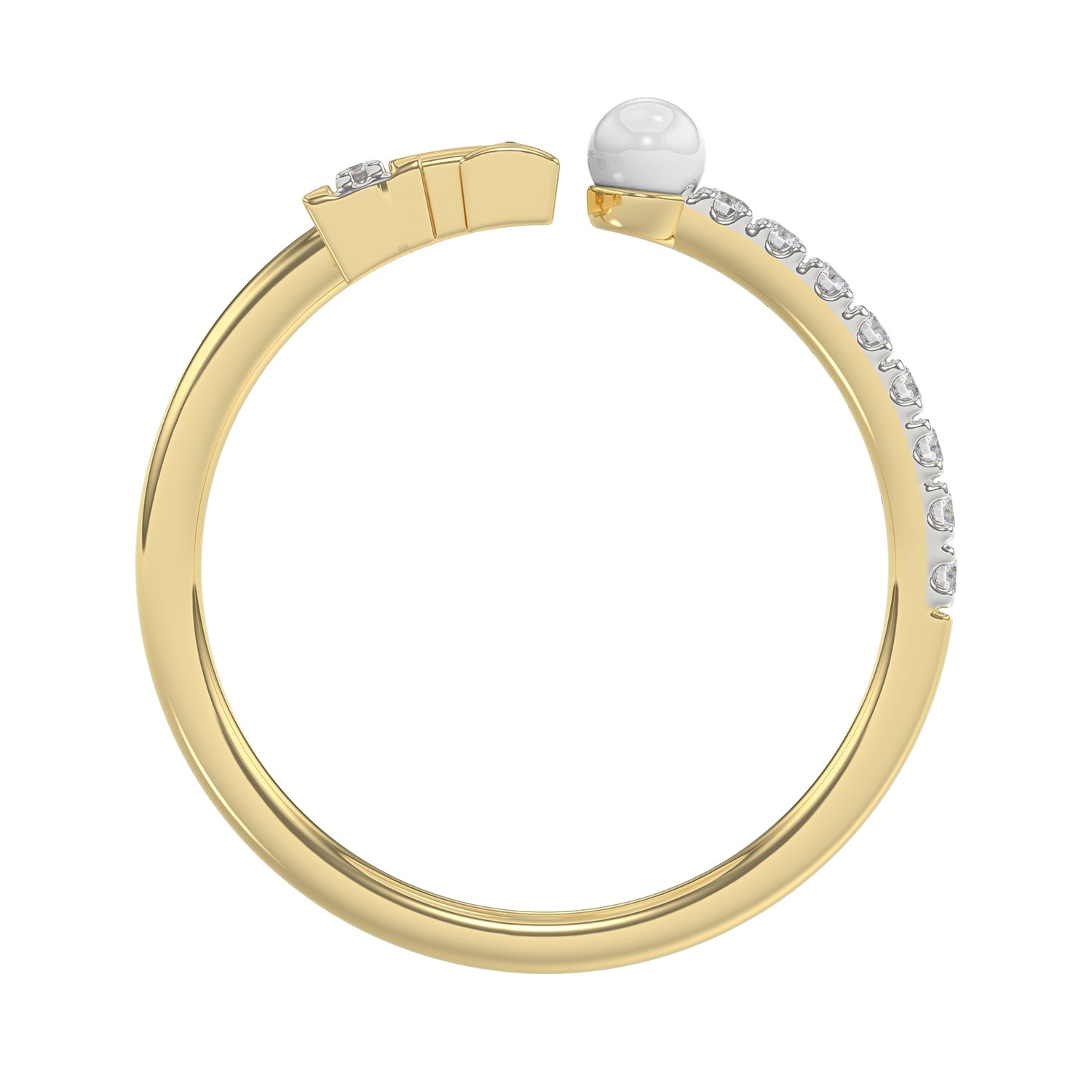 Women’S 10K Yellow Gold Letter “H” Diamond & Pearl Ring 0.10Ct Round Diamond Fine Jewelry