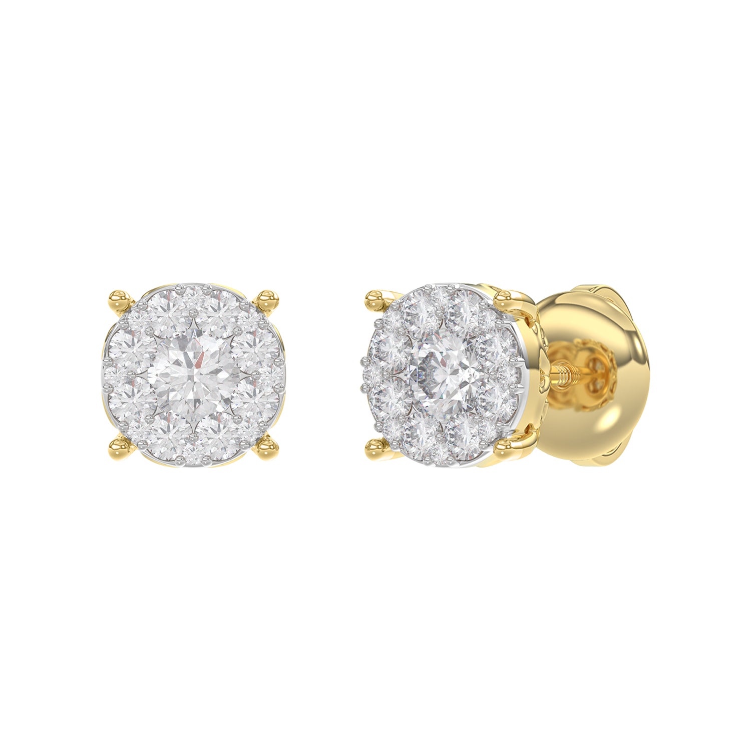 LADIES EARRINGS 0.30CT ROUND DIAMOND 14K YELLOW GOLD (SI QUALITY)