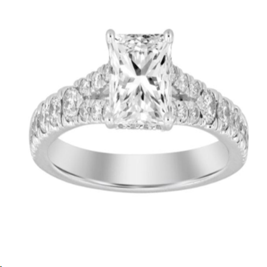 LADIES RING 1.50CT ROUND/PRINCESS DIAMOND 14K WHITE GOLD (CENTER STONE 1.00CT PRINCESS DIAMOND)