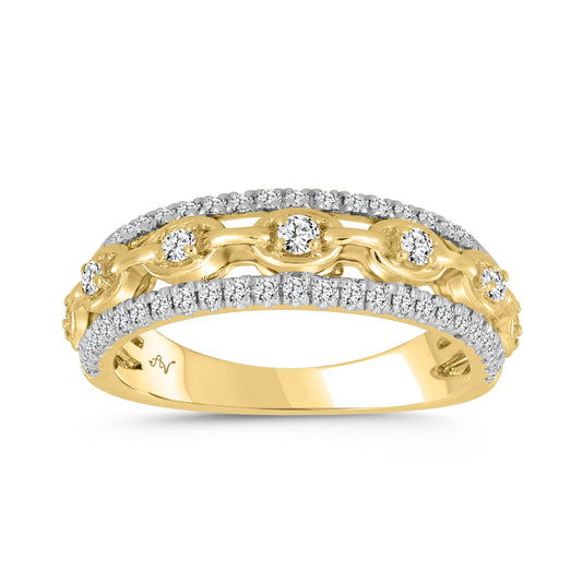 LADIES BAND 0.50CT ROUND DIAMOND 14K YELLOW GOLD