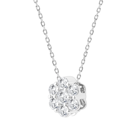 LADIES PENDANT WITH CHAIN 0.50CT ROUND DIAMOND 14K WHITE GOLD