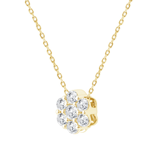 LADIES PENDANT WITH CHAIN 0.50CT ROUND DIAMOND 14K YELLOW GOLD