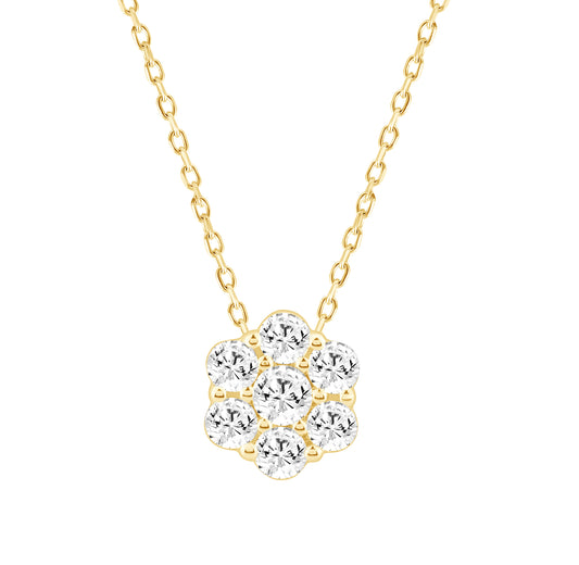 LADIES PENDANT WITH CHAIN 0.50CT ROUND DIAMOND 14K YELLOW GOLD
