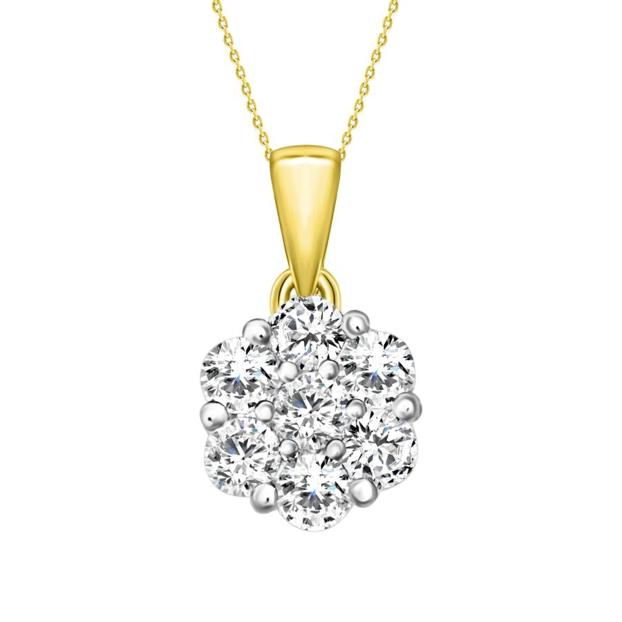 LADIES PENDANT WITH CHAIN 0.50CT ROUND DIAMOND 14K YELLOW GOLD (SI QUALITY)