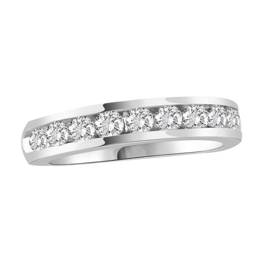 LADIES BAND 0.75CT ROUND DIAMOND 14K WHITE GOLD (SI QUALITY)