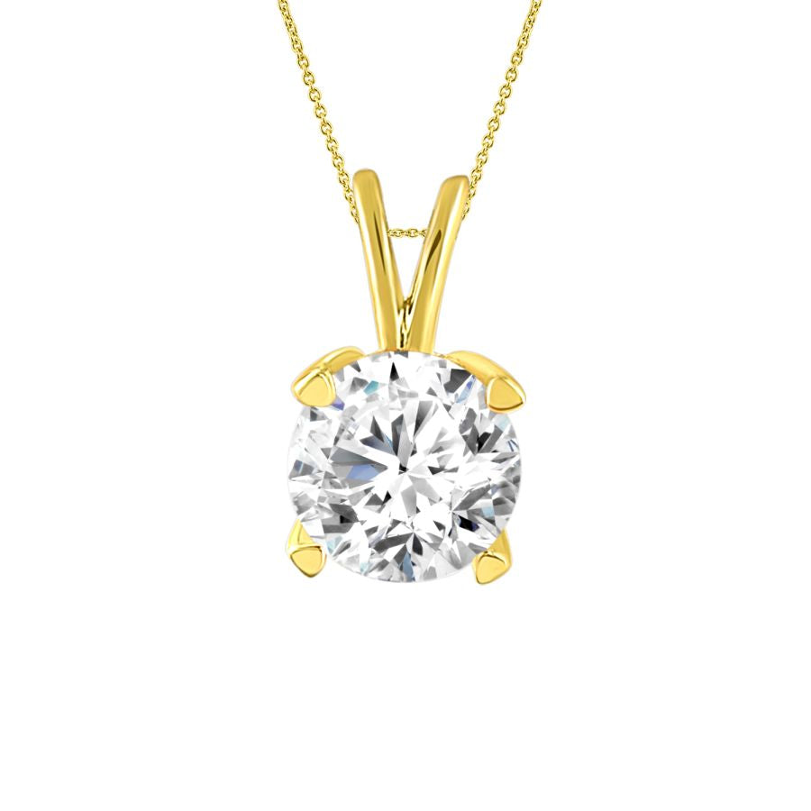 LADIES  SOLITAIRE PENDANT 0.75CT ROUND DIAMOND 14K YELLOW GOLD