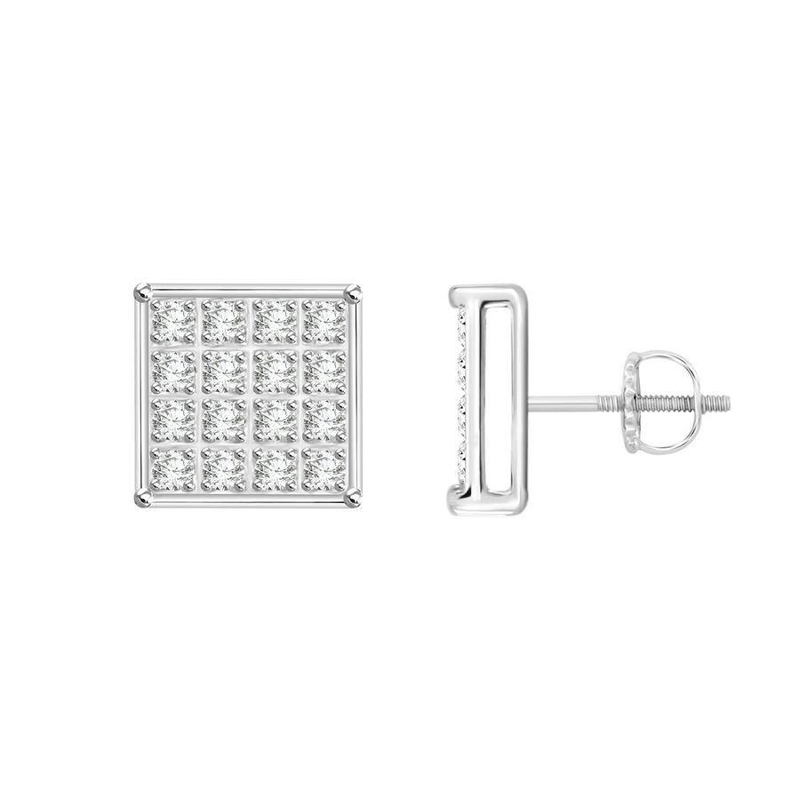 MEN'S YUVA EARRINGS 0.10CT ROUND DIAMOND 10K WHITE GOLD