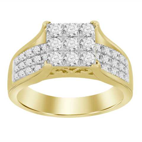 LADIES RING 1.00CT ROUND DIAMOND 10K YELLOW GOLD
