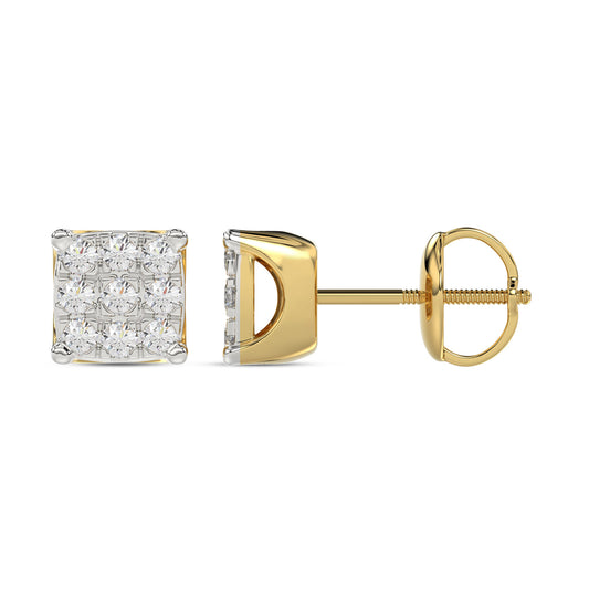 LADIES EARRING 0.25CT ROUND DIAMOND 10K YELLOW GOLD