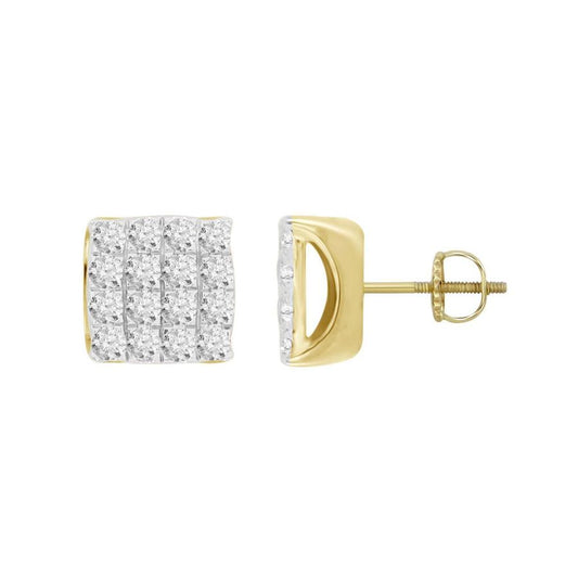 LADIES EARRING 0.75CT ROUND DIAMOND 10K YELLOW GOLD
