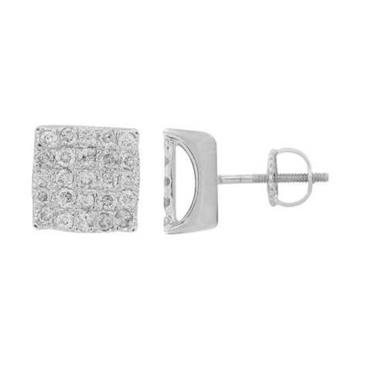 LADIES STUD EARRINGS 1.00CT ROUND DIAMOND 10K WHITE GOLD