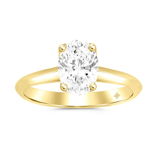 LADIES SOLITAIRE RING 2CT OVAL DIAMOND 14K YELLOW GOLD